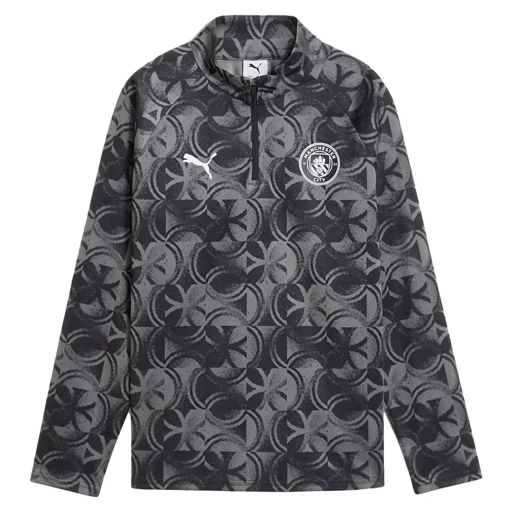 2025-2026 Man City Warm Up 1/4 Zip Top (Black) - Kids - Image 5