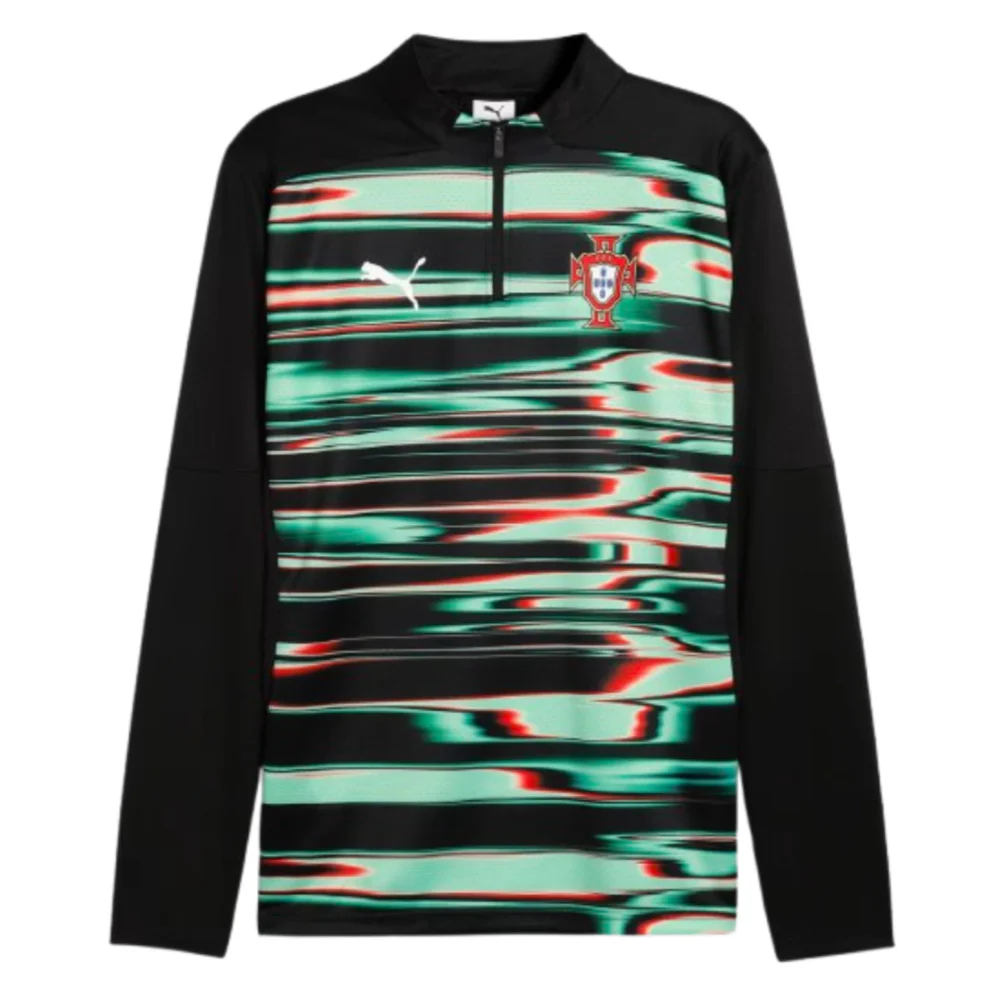 2025-2026 Portugal Prematch 1/4 Zip Top (Black) - Image 3