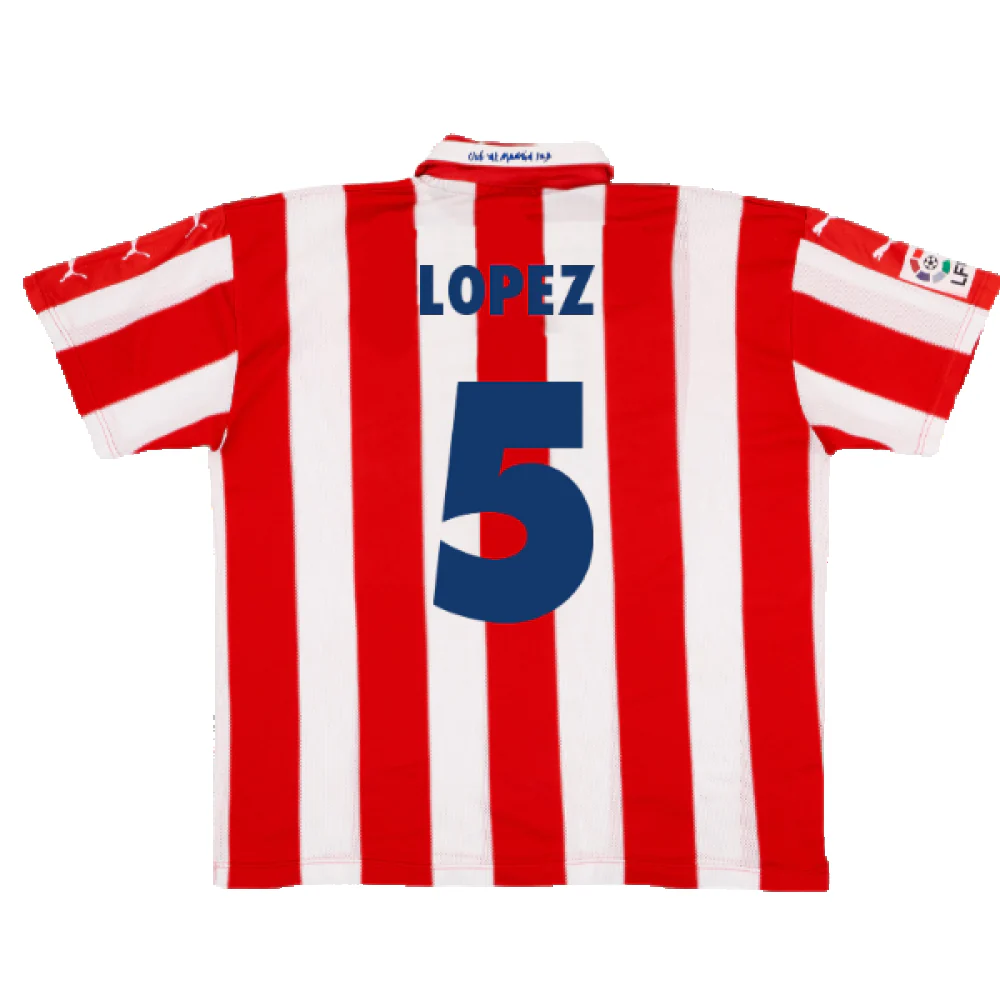 Atletico Madrid 1997-1998 Home Shirt (M) (Excellent) (Lopez 5) - Image 2