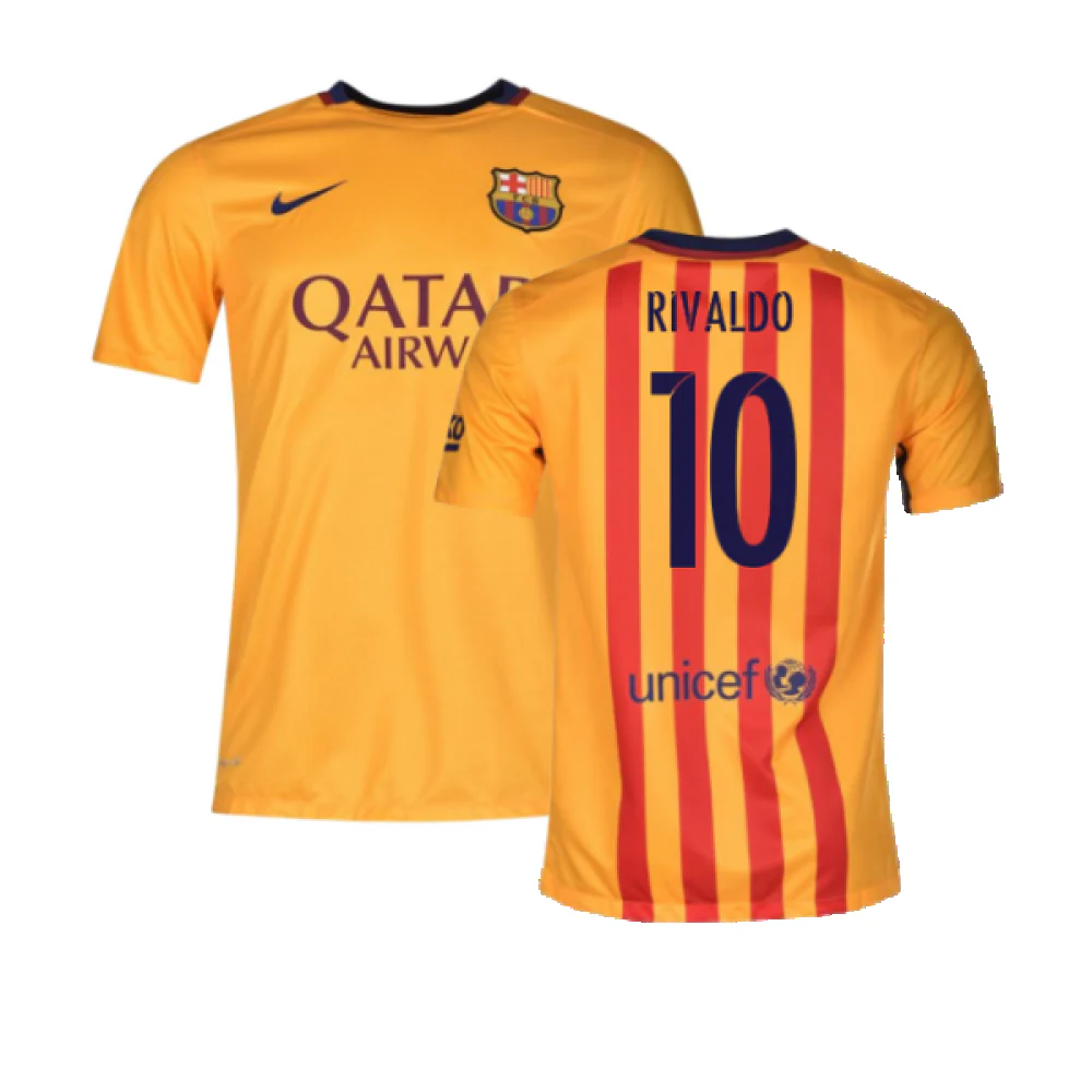 Barcelona 2015-16 Away Shirt (2XL) (Mint) (Rivaldo 10)