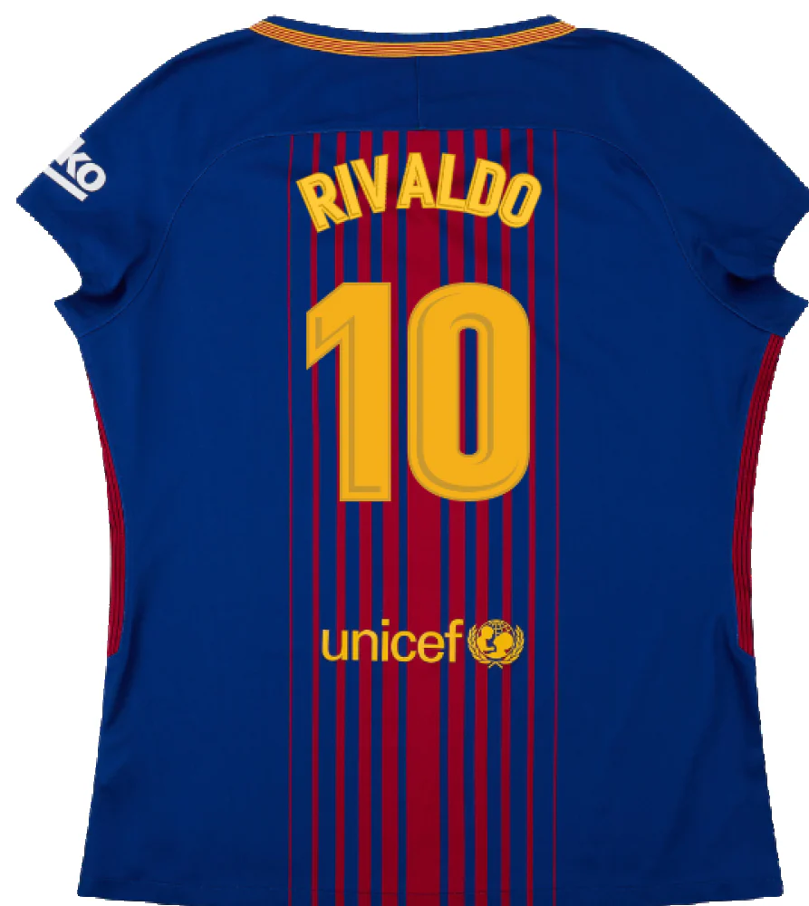 Barcelona 2017-18 Home Shirt (Womens) (M) (Mint) (Rivaldo 10) - Image 2