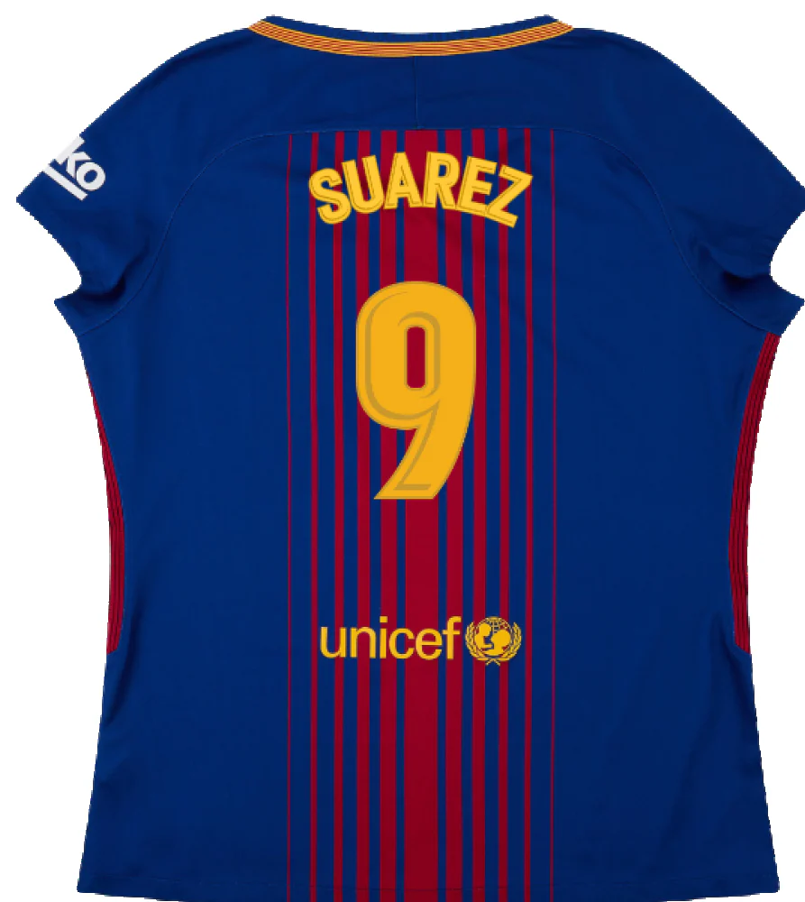 Barcelona 2017-18 Home Shirt (Womens) (M) (Mint) (Suarez 9) - Image 2