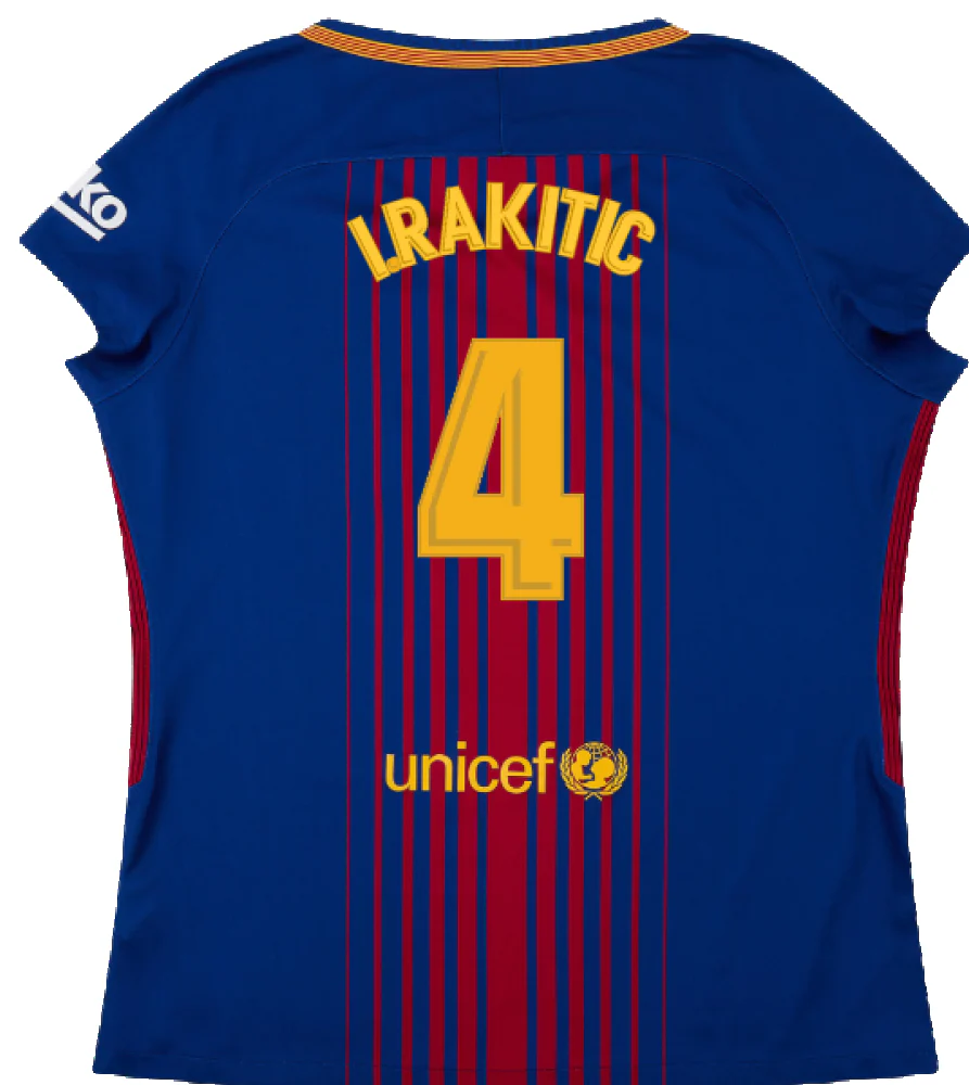 Barcelona 2017-18 Home Shirt (Womens) (XL) (Mint) (I.Rakitic 4) - Image 2