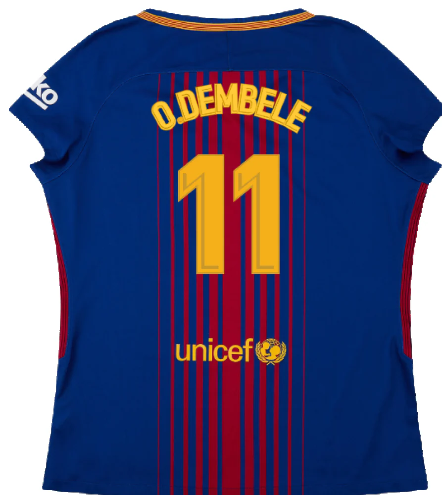 Barcelona 2017-18 Home Shirt (Womens) (XL) (Mint) (O.Dembele 11) - Image 2