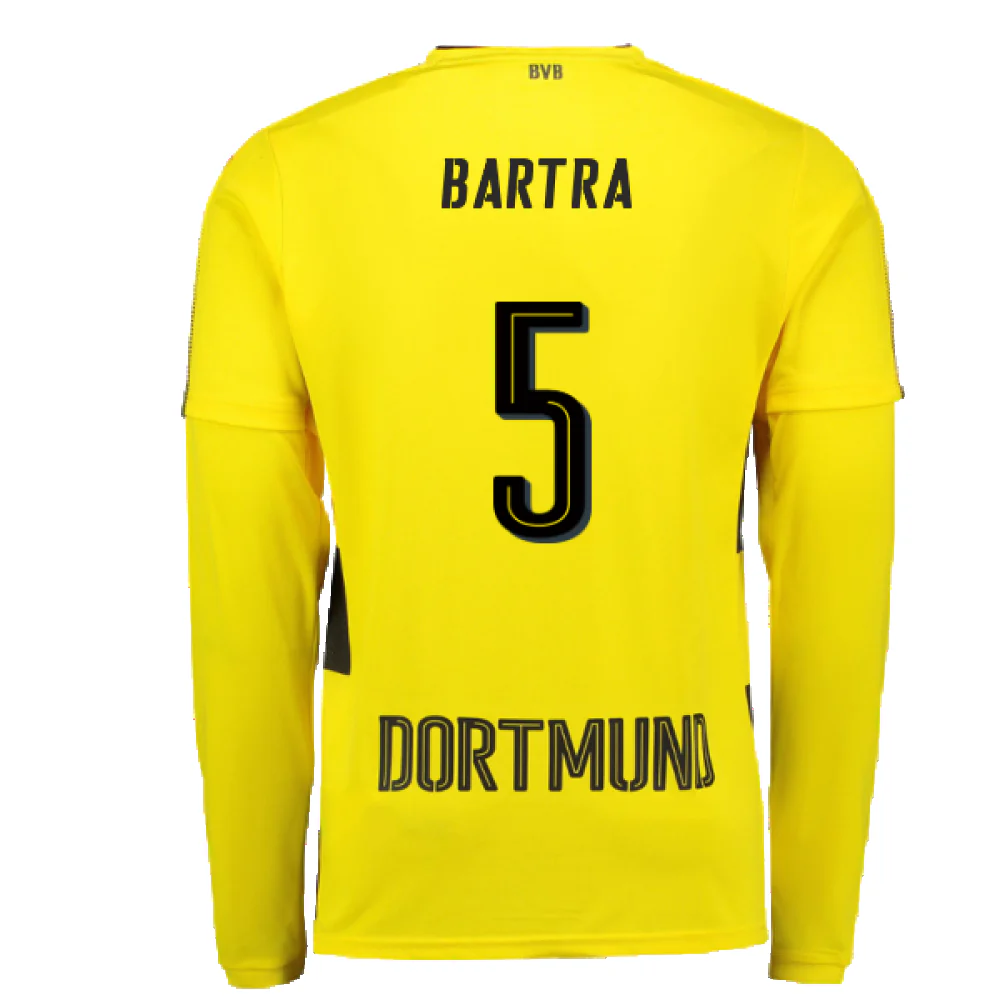 Borussia Dortmund 2017-18 Long Sleeve Home Shirt (S) (Excellent) (Bartra 5) - Image 2