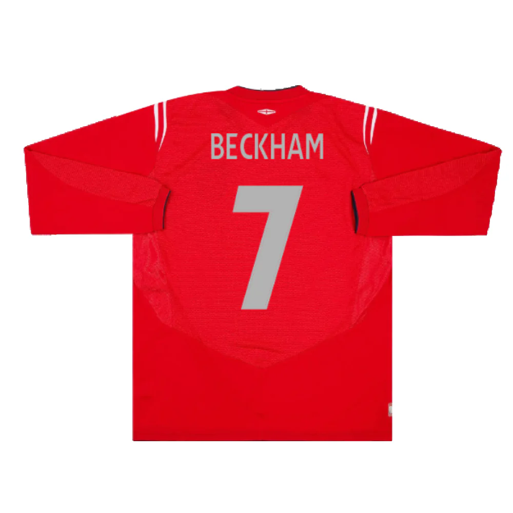 England 2004-06 Away Long Sleeve Shirt (Very Good) (Beckham 7) - Image 2