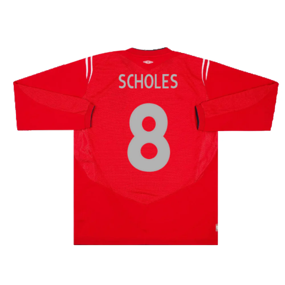 England 2004-06 Away Long Sleeve Shirt (Very Good) (Scholes 8) - Image 2
