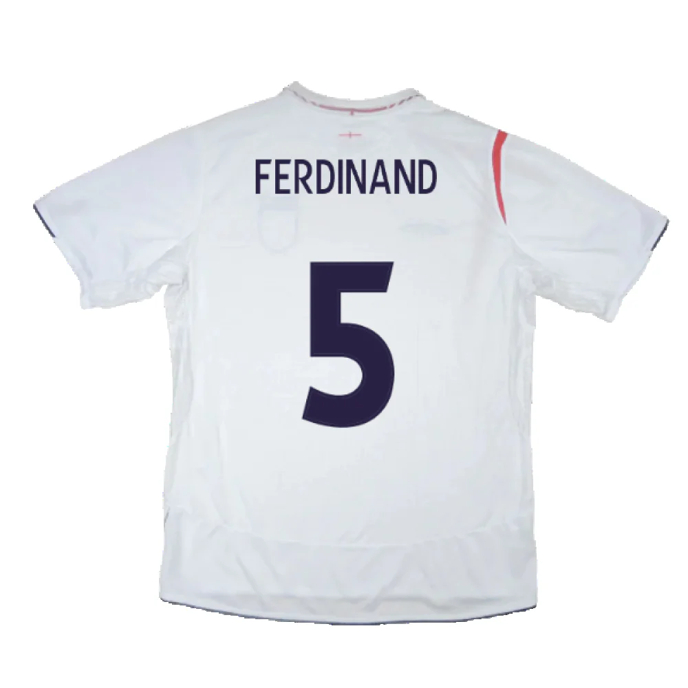 England 2005-2007 Home Shirt (XL) (Excellent) (FERDINAND 5) - Image 2