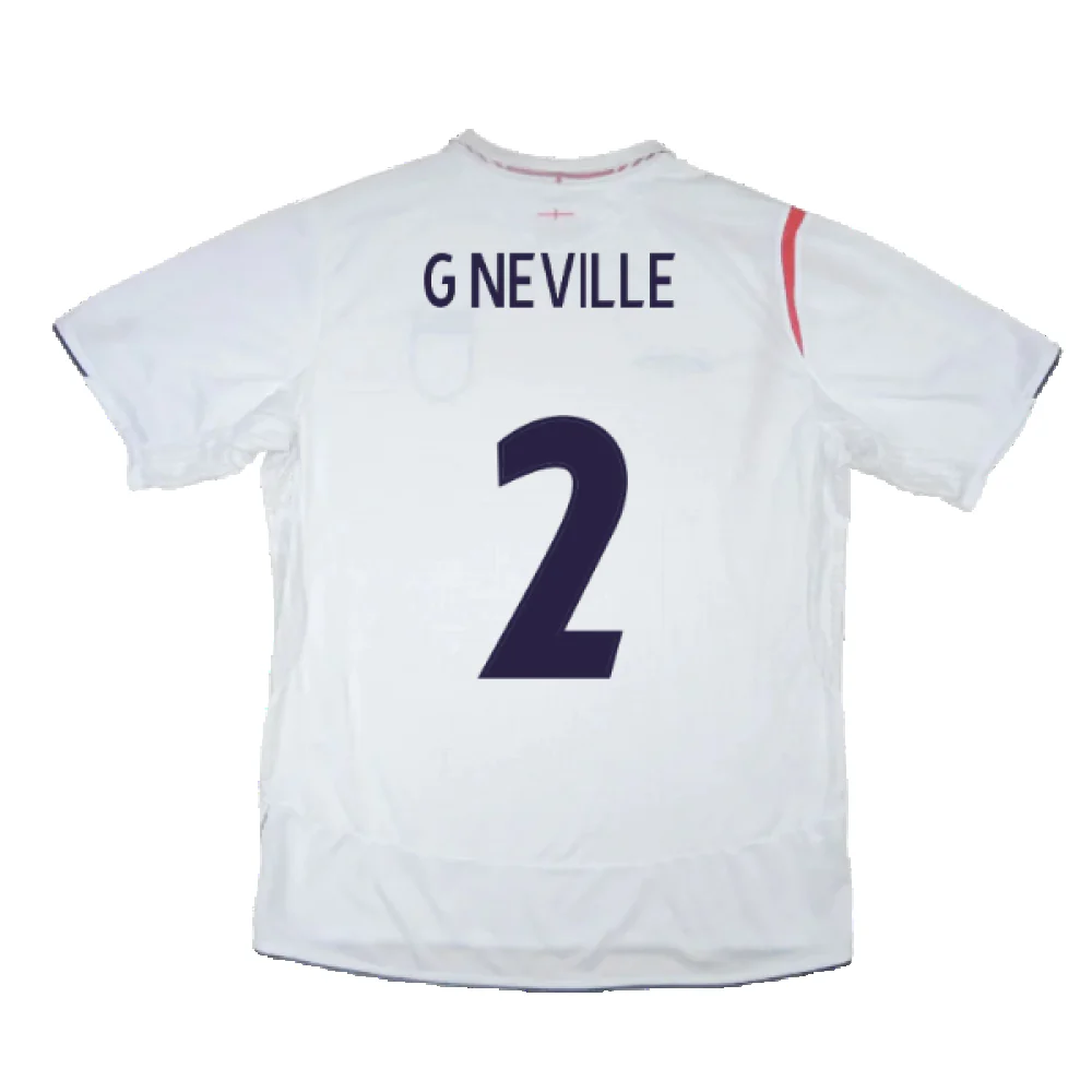 England 2005-2007 Home Shirt (XL) (Excellent) (G NEVILLE 2) - Image 2