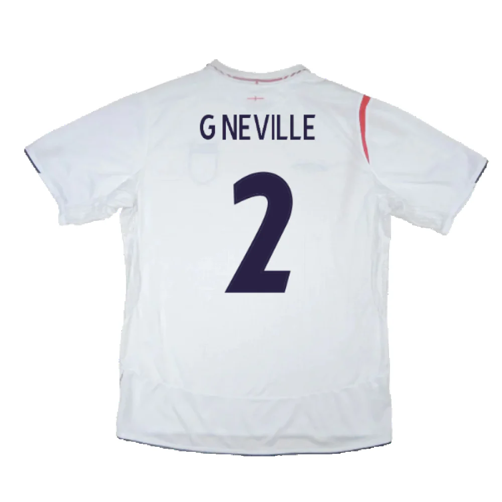 England 2005-2007 Home Shirt (XL) (Excellent) (G NEVILLE 2) - Image 2