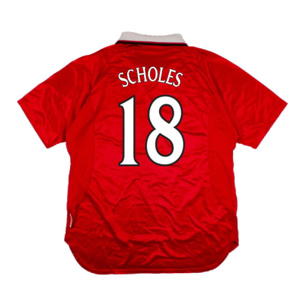 Manchester United 1999-2000 Champions League Home Shirt (XXL) (Excellent) (Scholes 18) - Image 2