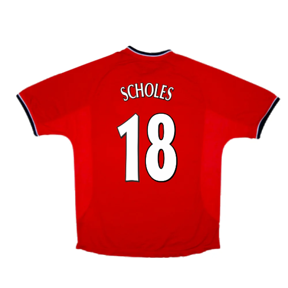 Manchester United 2000-02 Home Shirt (S) (Very Good) (Scholes 18) - Image 2
