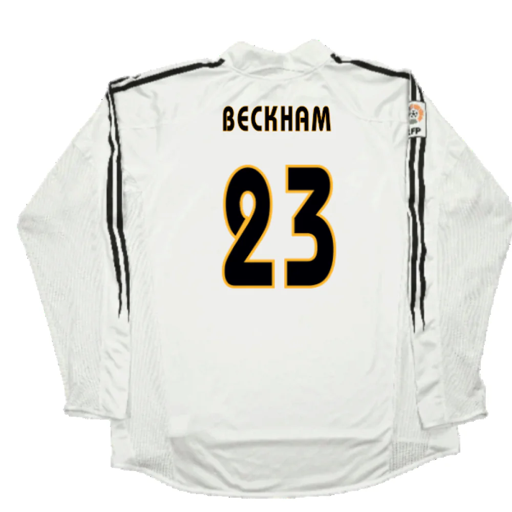 Real Madrid 2003-04 Home Long Sleeve Shirt (M) (Mint) (Beckham 23) - Image 2