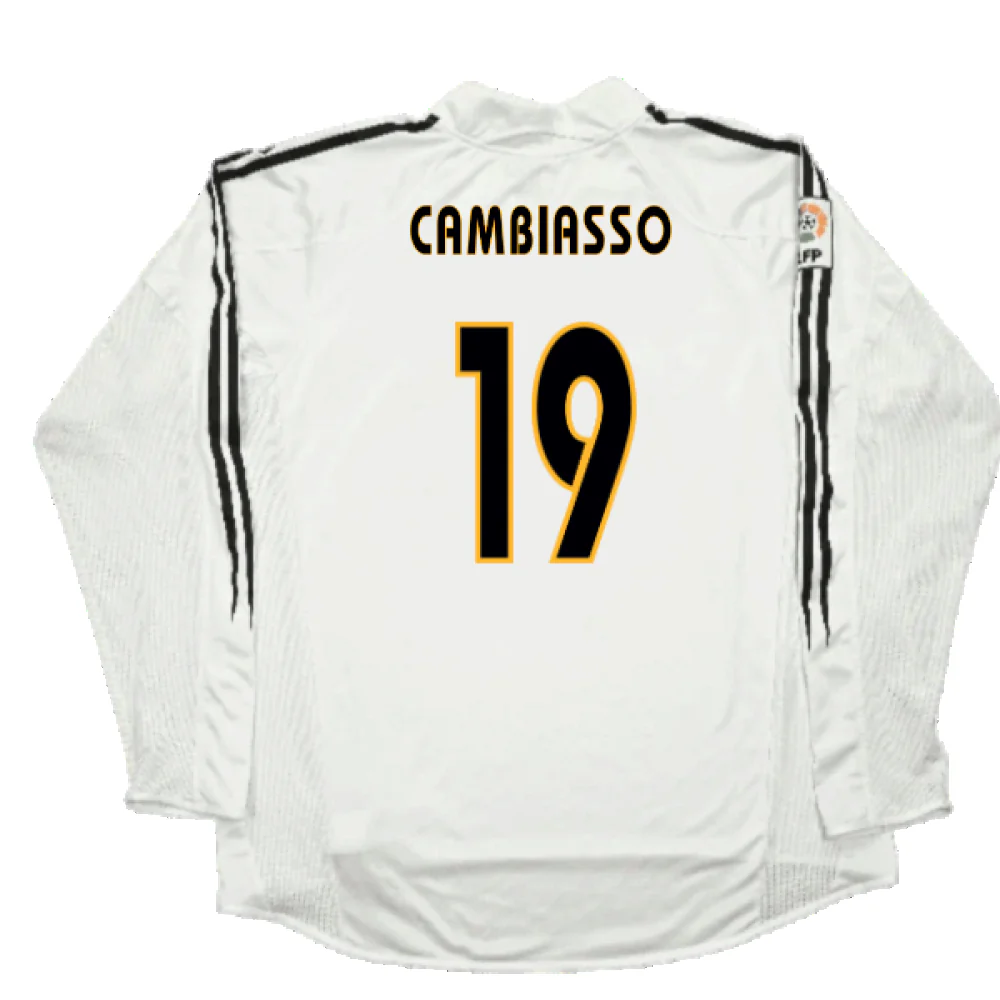 Real Madrid 2003-04 Home Long Sleeve Shirt (M) (Mint) (Cambiasso 19) - Image 2