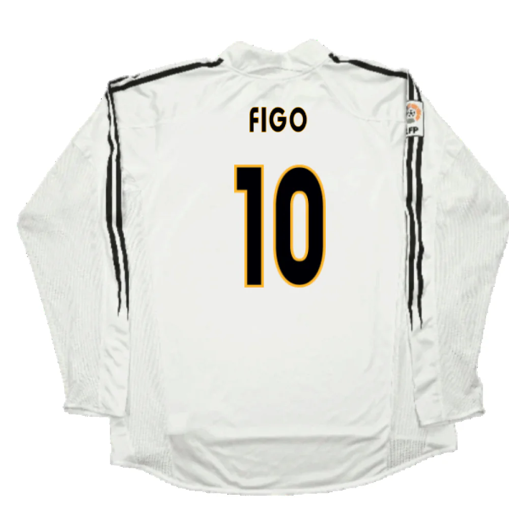 Real Madrid 2003-04 Home Long Sleeve Shirt (M) (Mint) (Figo 10) - Image 2