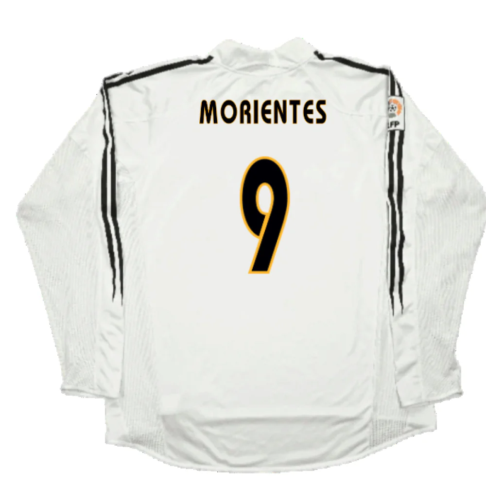 Real Madrid 2003-04 Home Long Sleeve Shirt (M) (Mint) (Morientes 9) - Image 2