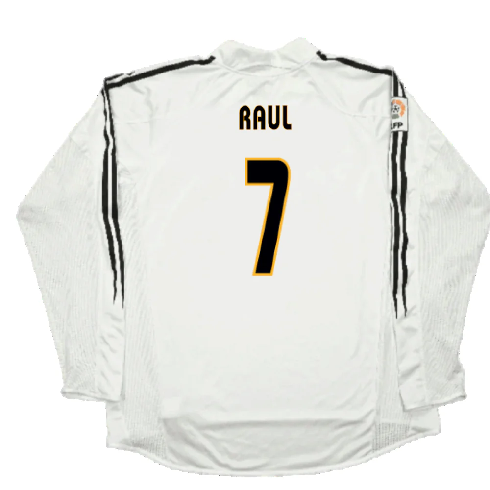 Real Madrid 2003-04 Home Long Sleeve Shirt (M) (Mint) (Raul 7) - Image 2