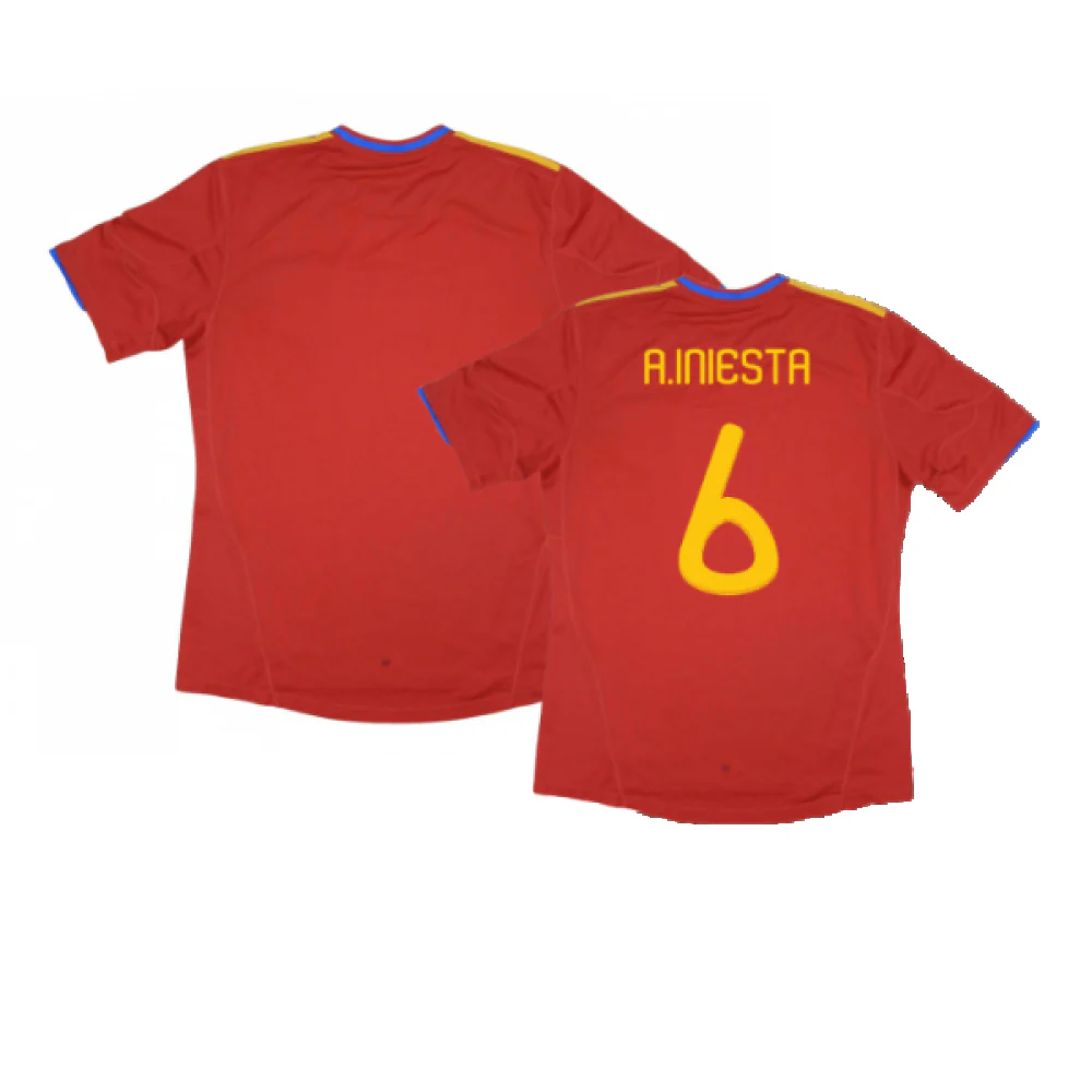 Spain 2010-11 Home Shirt (Excellent) (A.Iniesta 6)