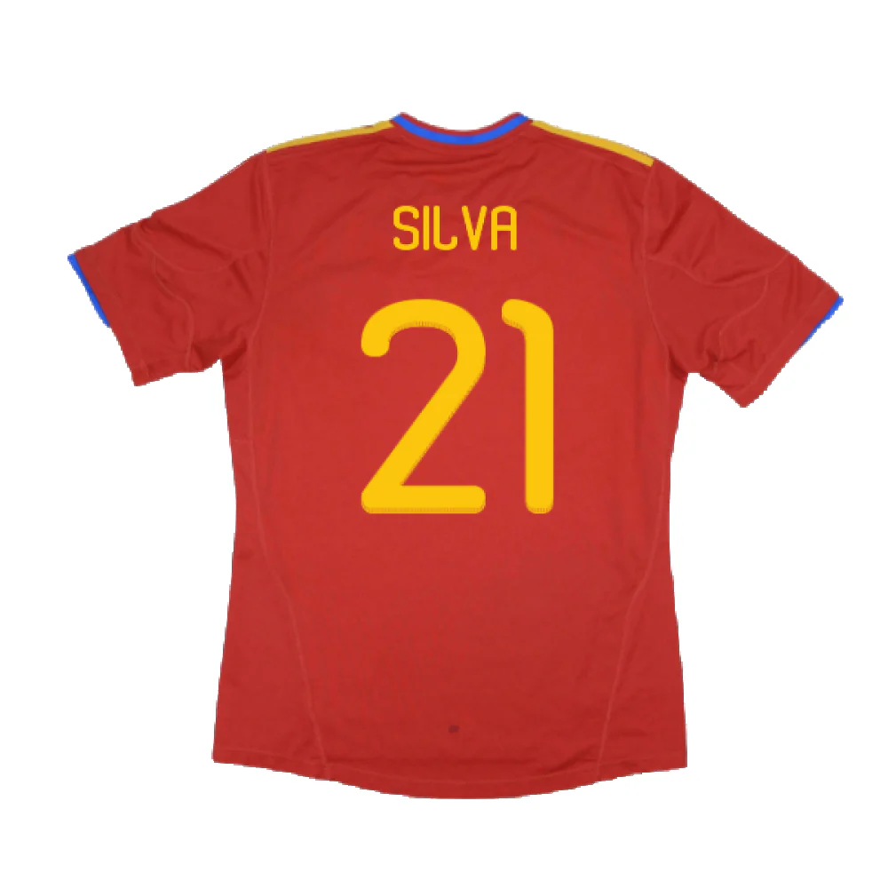 Spain 2010-11 Home Shirt (XL) (Excellent) (Silva 21) - Image 2