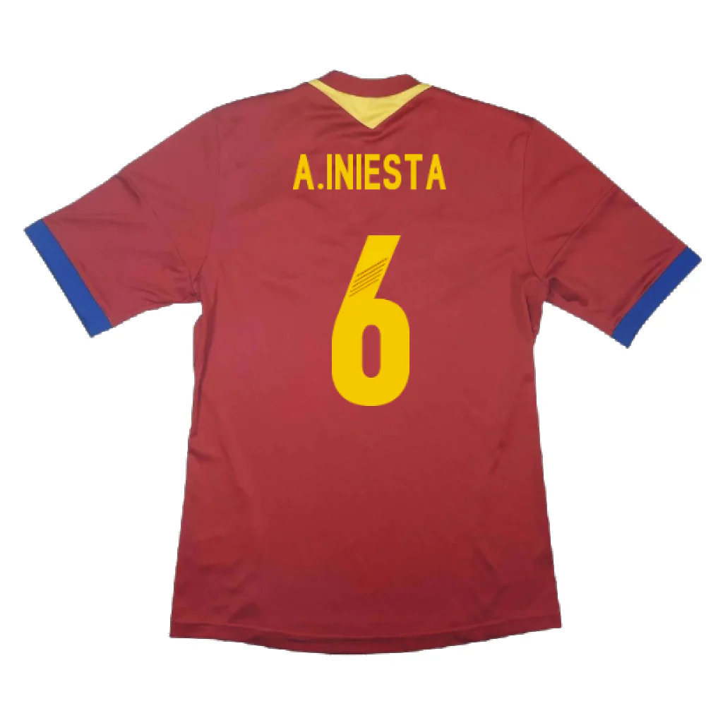 Spain 2013-14 Home Shirt (S) (Excellent) (A.Iniesta 6) - Image 2
